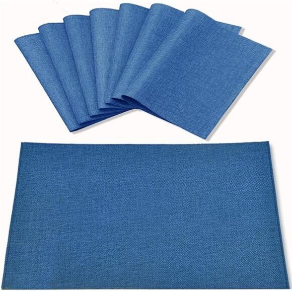 Cloth Placemats Set of 8, Linen Type Fabric Placemats Machine Washable Placemats - Picture 7 of 7